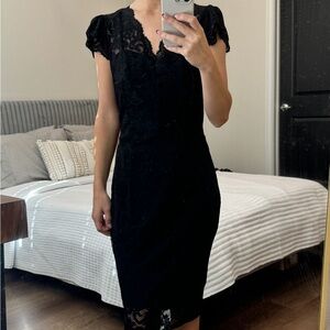 miusol black lace v neck midi dress small